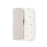 Stretch Knit Swaddle Blanket 2 Pack - Grey Cross - HoneyBug 