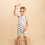 Organic Tank & Tee Shorts Set - Chequered - HoneyBug 