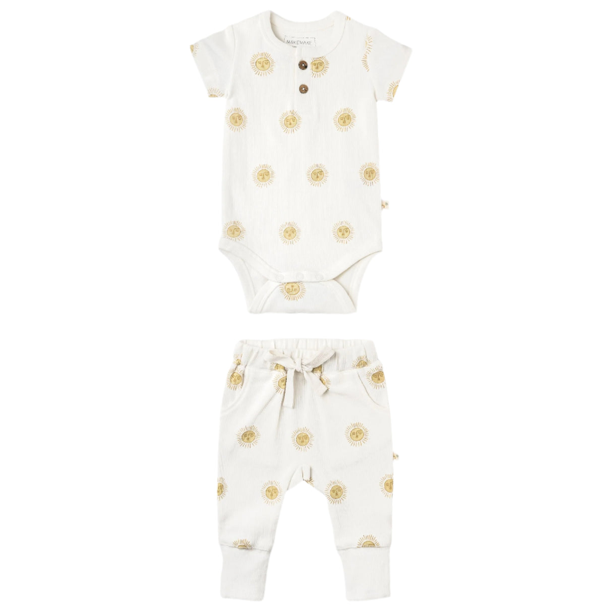 Organic Short Sleeve Romper & Pants Set - Summer Sun - HoneyBug 
