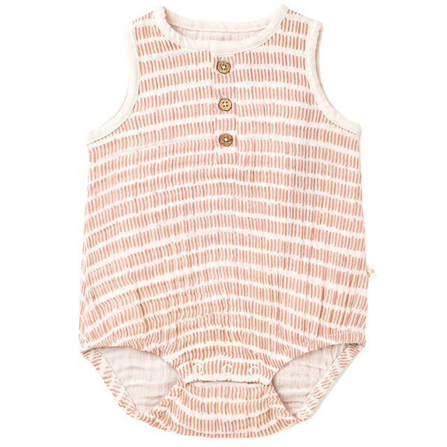 Organic Bubble Onesie - Dash Lines - HoneyBug 