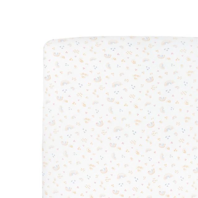 Stretch Knit Crib Sheet - Rainbows - HoneyBug 