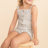 Organic Flutter Jumpsuit - Sage Floral - HoneyBug 