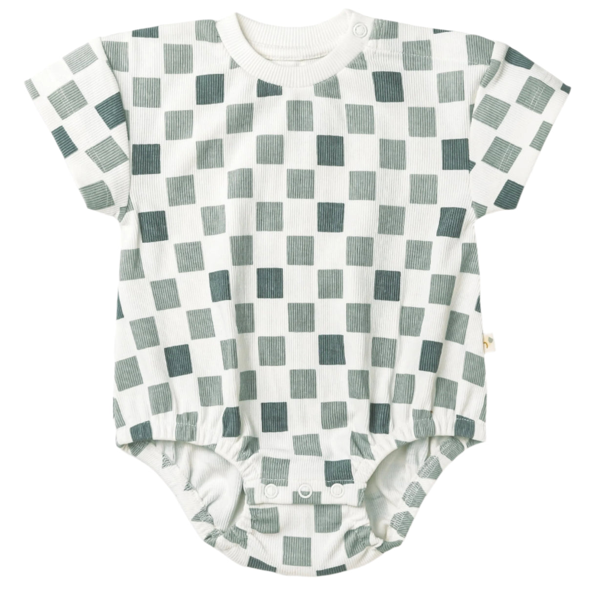 Organic Short Sleeve Bubble Romper - Chequered - HoneyBug 