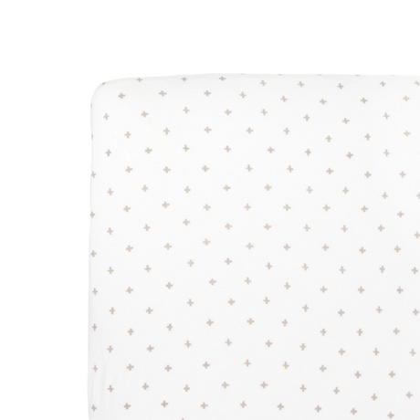 Stretch Knit Crib Sheet - Grey Cross - HoneyBug 