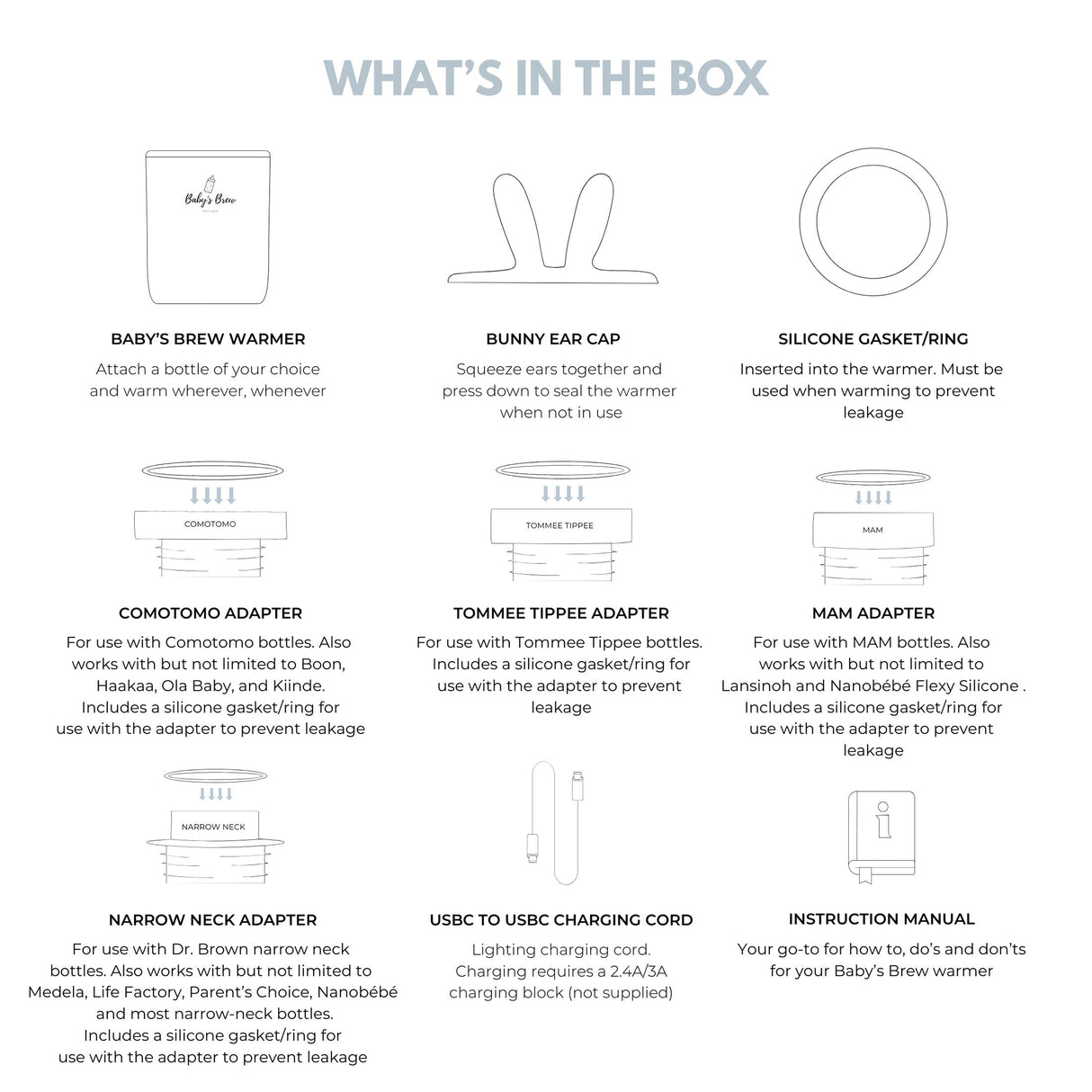 Pink 3.0 Portable Bottle Warmer Adapter Set (Warmer + Four Adapters)