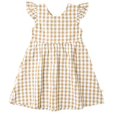 Organic Flutter Summer Dress - Brown Chequered - HoneyBug 