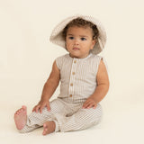 Organic Sleeveless Full Romper - Brown Stripes - HoneyBug 