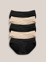 Under-the-Bump Bikini Underwear (5-Pack) | Low Rise Style - Neutrals - HoneyBug 