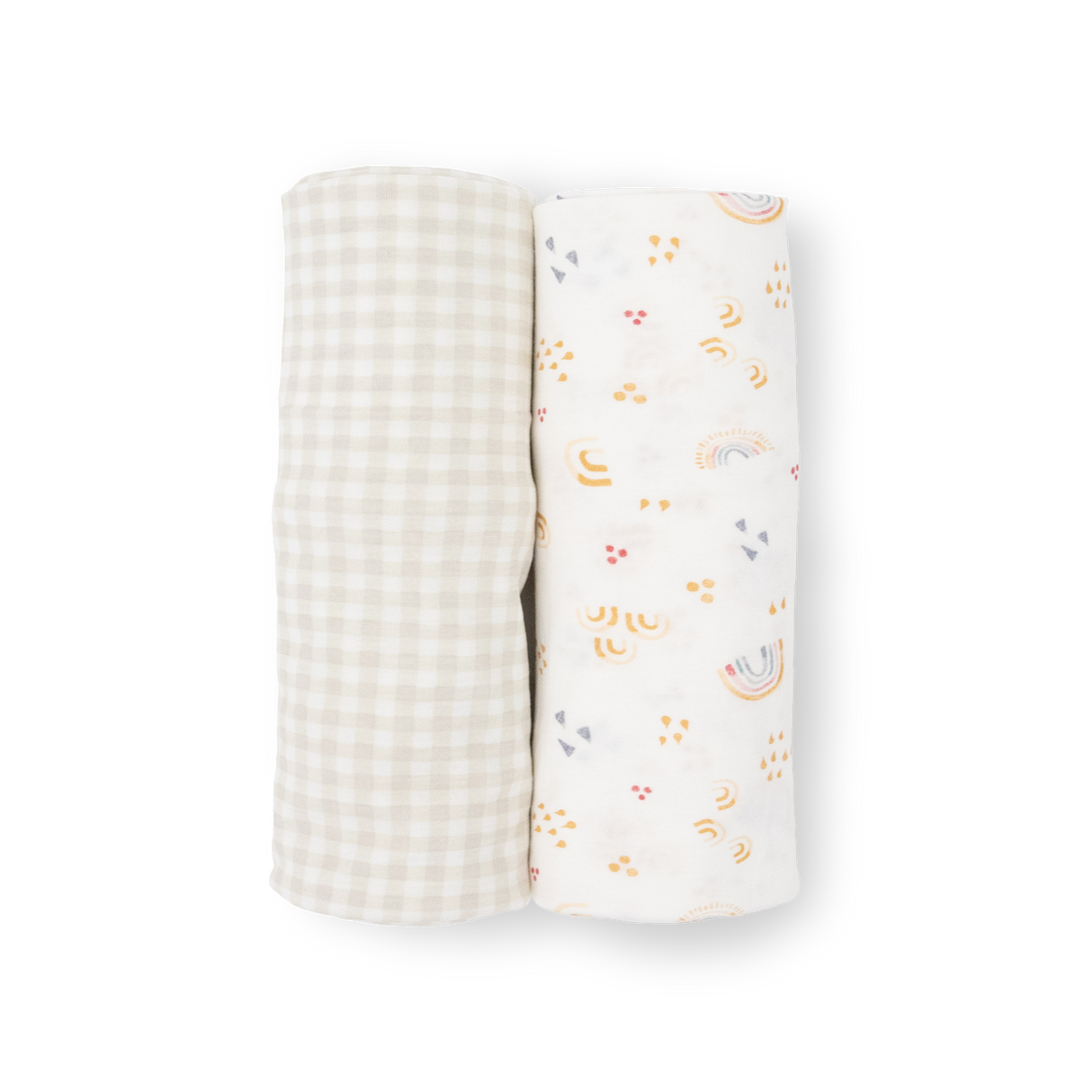 Stretch Knit Swaddle Blanket 2 Pack - Rainbows - HoneyBug 