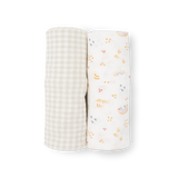 Stretch Knit Swaddle Blanket 2 Pack - Rainbows - HoneyBug 