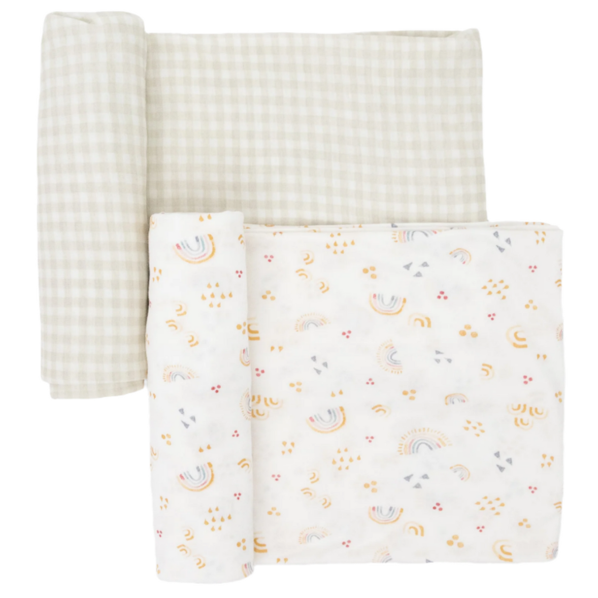 Stretch Knit Swaddle Blanket 2 Pack - Rainbows - HoneyBug 