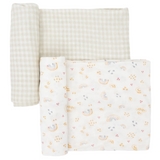 Stretch Knit Swaddle Blanket 2 Pack - Rainbows - HoneyBug 