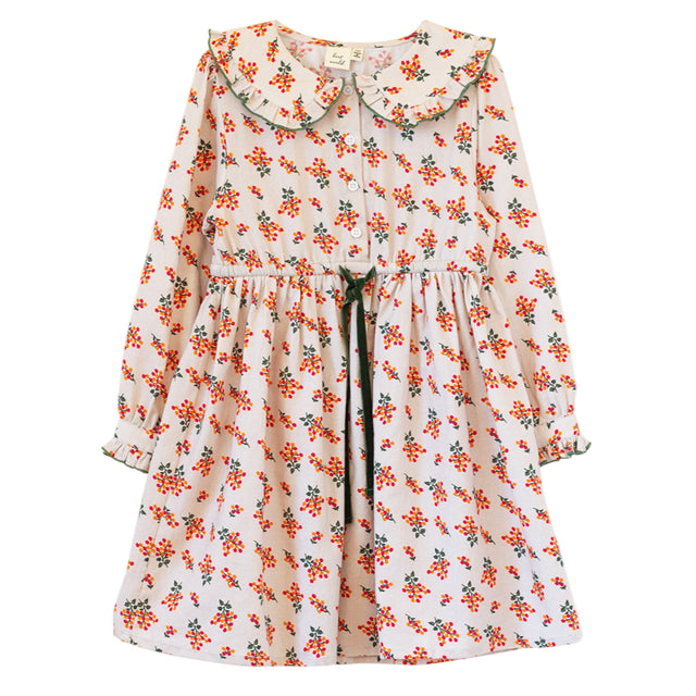 Girls Adelaide Velvet Tie Dress | Autumn Floral - HoneyBug 