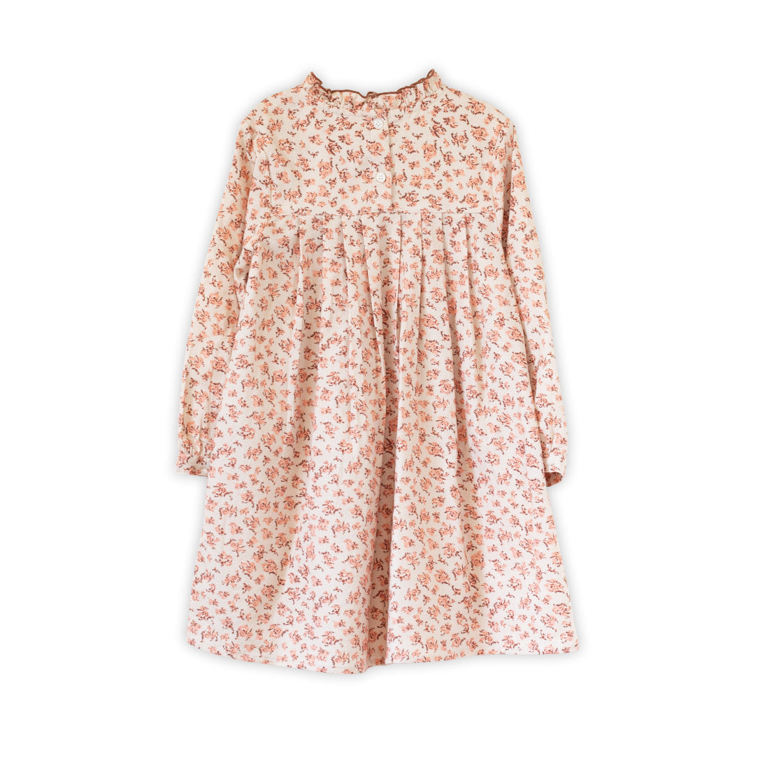 Girls Myrtle Pleated Dress | Pink Heather - HoneyBug 