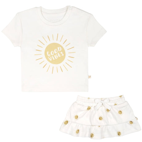 Organic Girls Tee and Skort Outfit - Sunshine - HoneyBug 