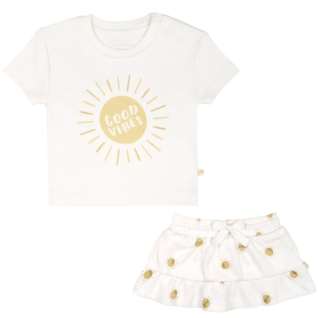 Organic Girls Tee and Skort Outfit - Sunshine - HoneyBug 