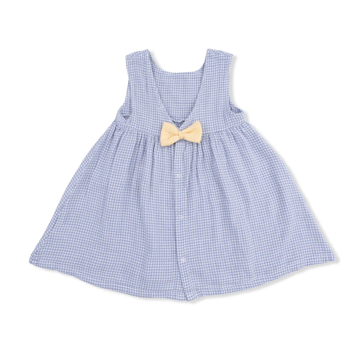 Micro Gingham Blue Blizzard - Dress with Bow and Bloomer
