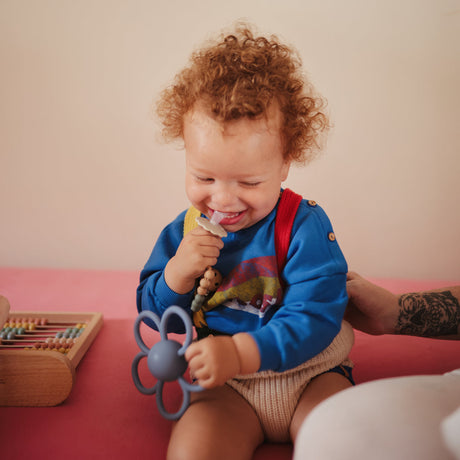 Daisy Rattle Teether - Faded Denim