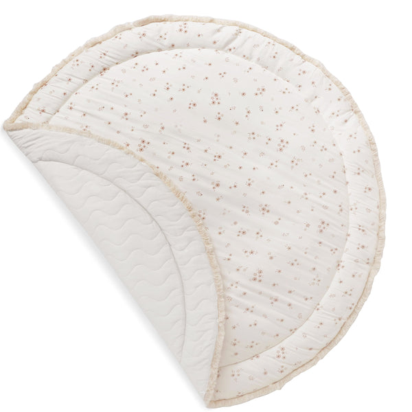 Organic Cotton Quilted Reversible Play Mat - Bloom and Ivory - HoneyBug 