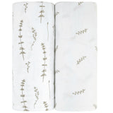 Bassinet Sheet Set - Forest Grey Leaf - HoneyBug 