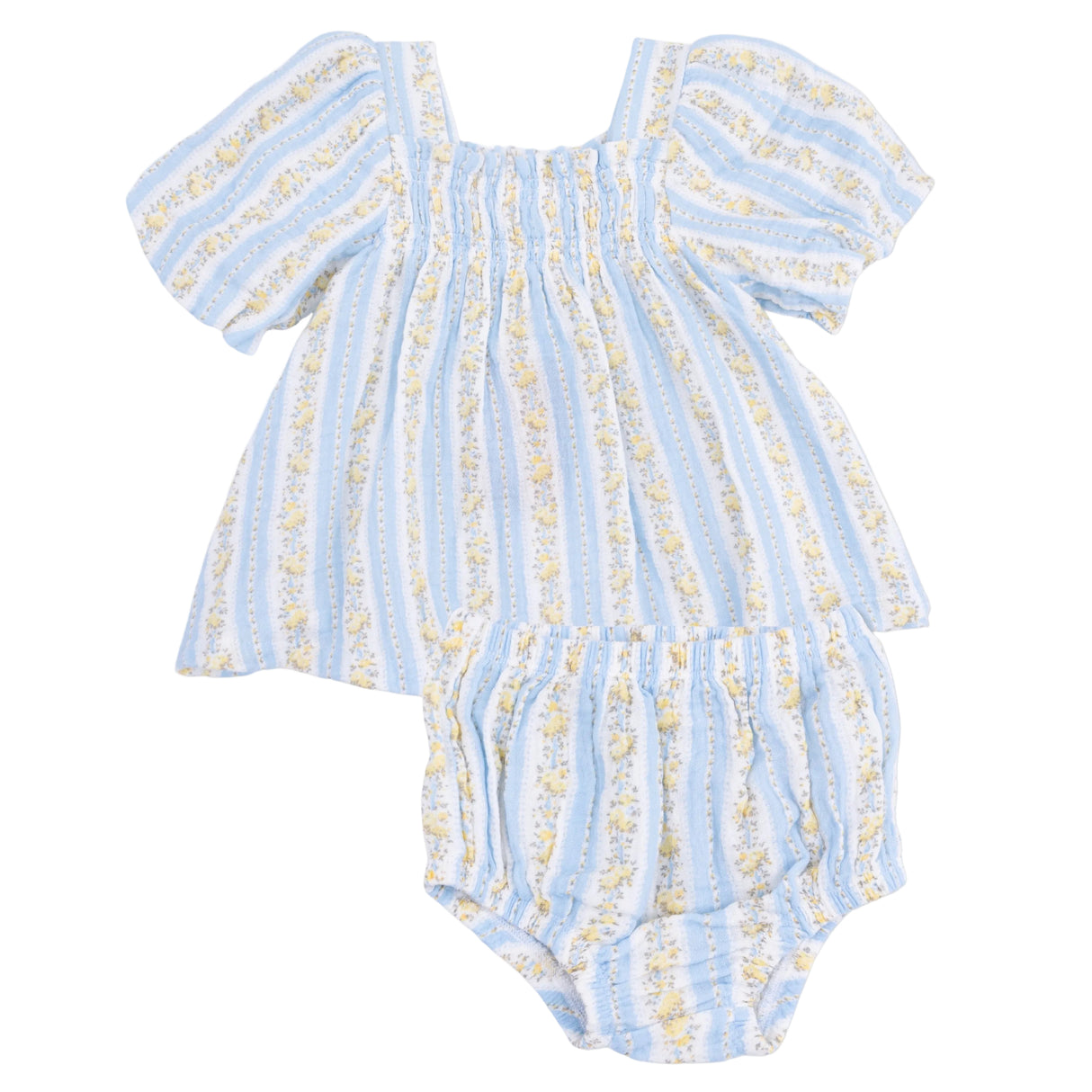 Odalys Floral Stripe - Puff Sleeve Dress with Bloomer