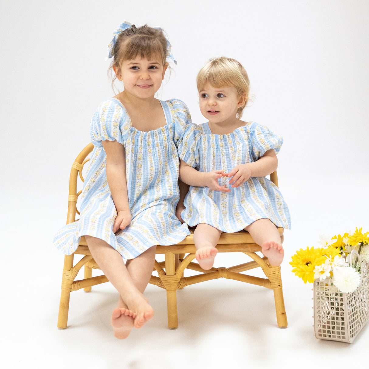 Odalys Floral Stripe - Puff Sleeve Dress with Bloomer