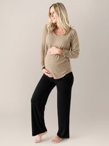 Bamboo Nursing & Maternity Long Sleeve T-shirt | Wheat - HoneyBug 