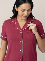 Clea Bamboo Classic Short Sleeve Pajama Set | Deep Berry - HoneyBug 