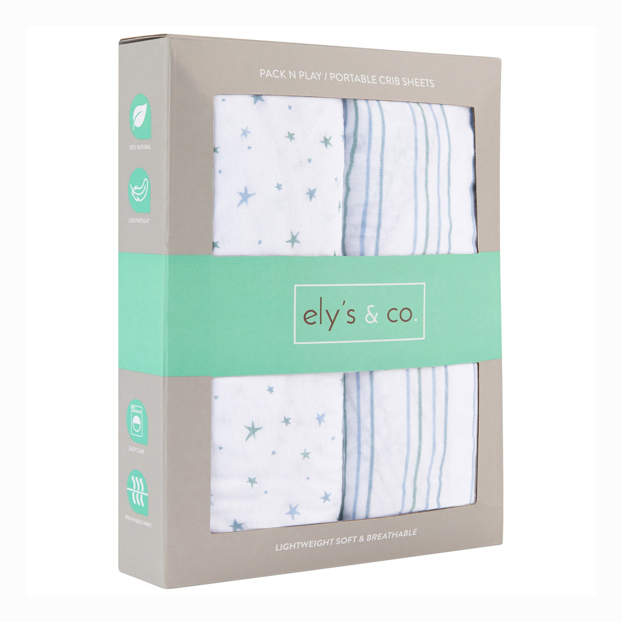 Pack N Play I Portable Crib Sheet Set - Dusty Blue Stars - HoneyBug 