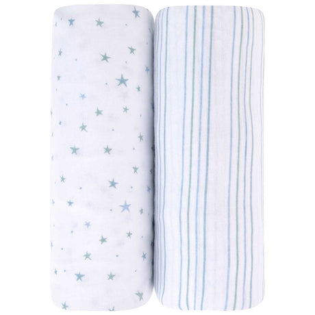 Crib Sheet Set - Dusty Blue Stars - HoneyBug 