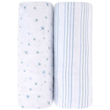 Pack N Play I Portable Crib Sheet Set - Dusty Blue Stars - HoneyBug 