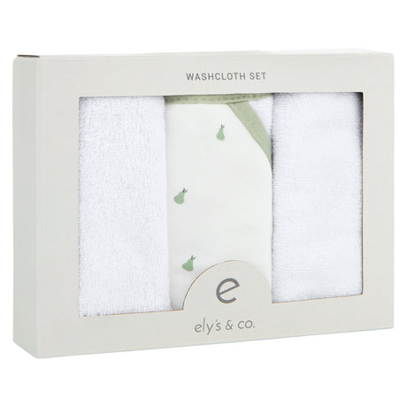 3 Pack Washcloth Set - Sage Pear - HoneyBug 