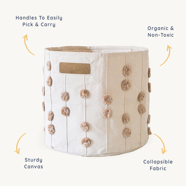 Storage Basket Pompom Taupe - HoneyBug 