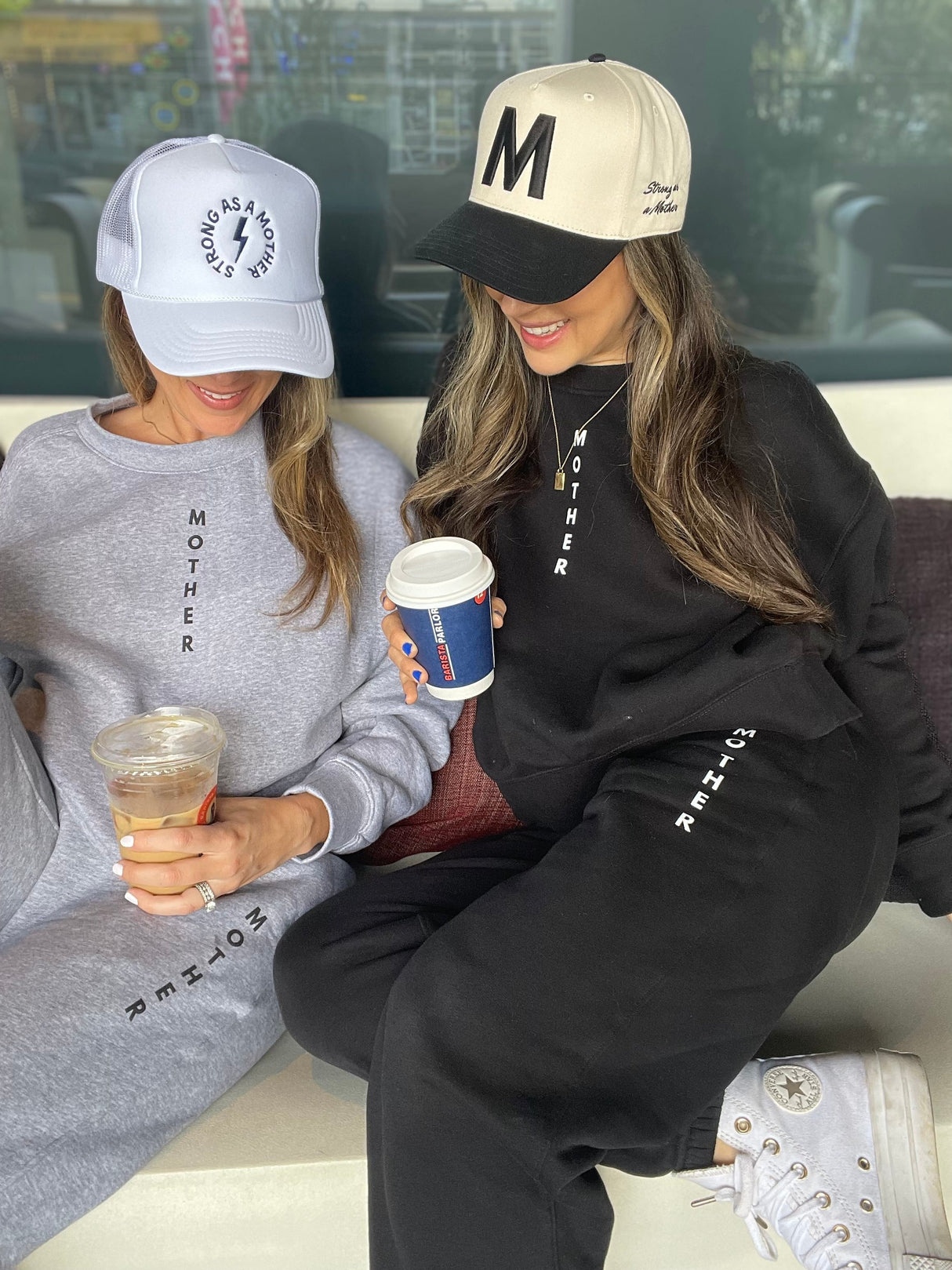 Mother Printed Crew Neck Sweatshirt- Heather Gray - HoneyBug 