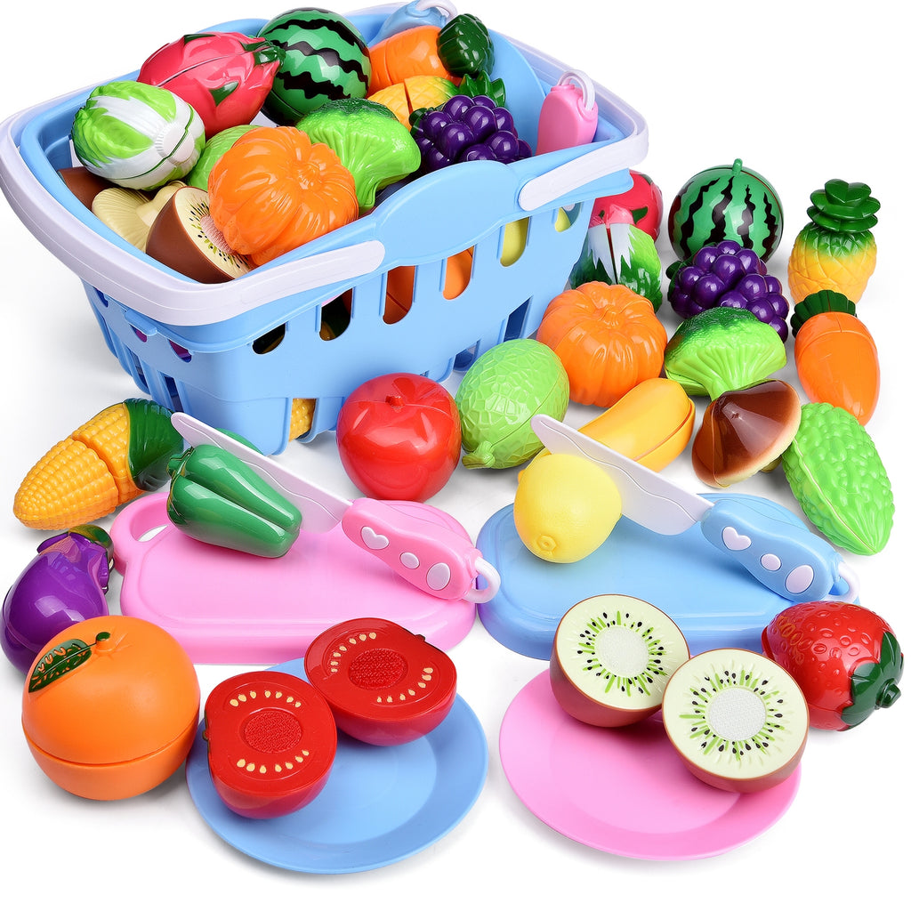 Kitchen Pretend Cutting Food Toys Play Food (30 pieces) - HoneyBug 