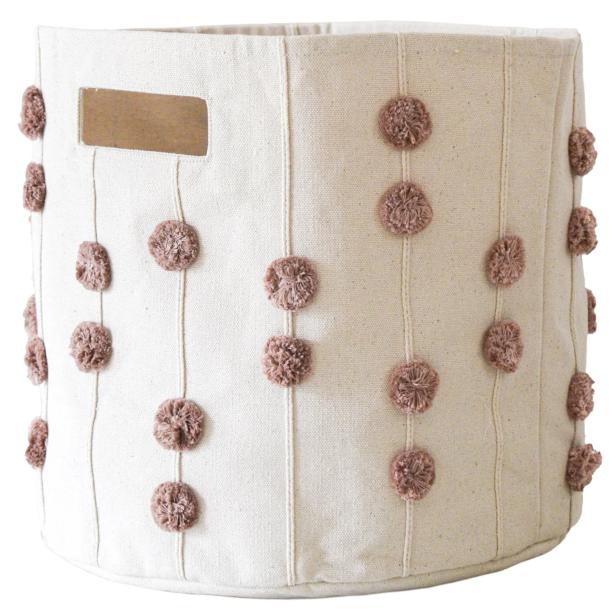 Handmade Canvas Storage Basket Pom Pom - Pecan - HoneyBug 