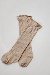 Ruffle Cotton Knee High Socks