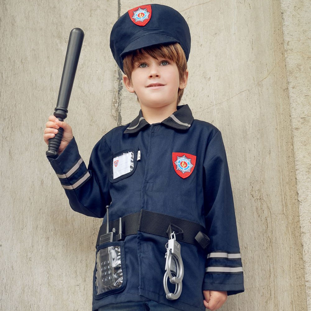 Policeman Costume Set for Children – Includes Accessories for Role-Play & Entertainment - sz 4-7 yrs