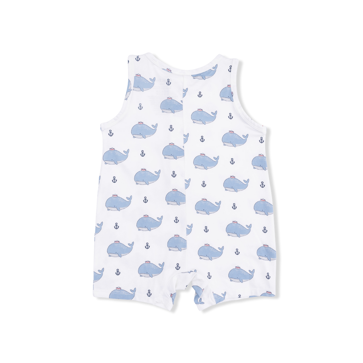 Bubbly Sailor Whales Blue - Sleeveless Shortie Romper