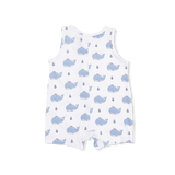 Bubbly Sailor Whales Blue - Sleeveless Shortie Romper