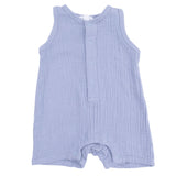 Solid Muslin Blue Blizzard - Sleeveless Shortie Romper