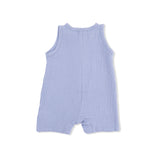 Solid Muslin Blue Blizzard - Sleeveless Shortie Romper
