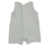 Solid Muslin Desert Green - Sleeveless Shortie Romper