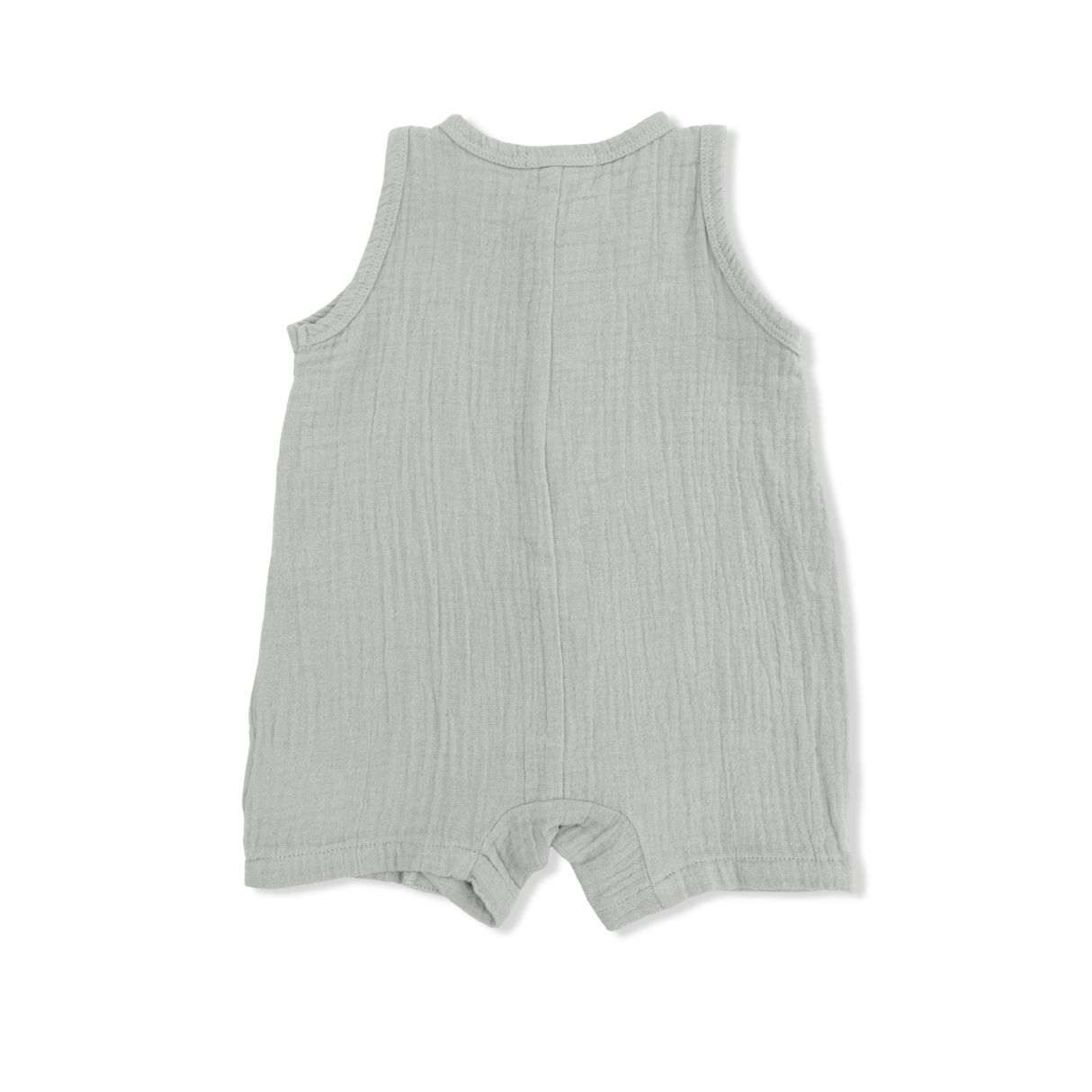 Solid Muslin Desert Green - Sleeveless Shortie Romper
