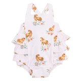 Pink Ponies - Ruffle Sunsuit
