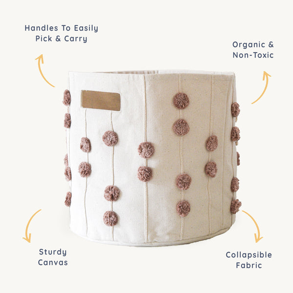 Storage Basket Pompom Pecan - HoneyBug 