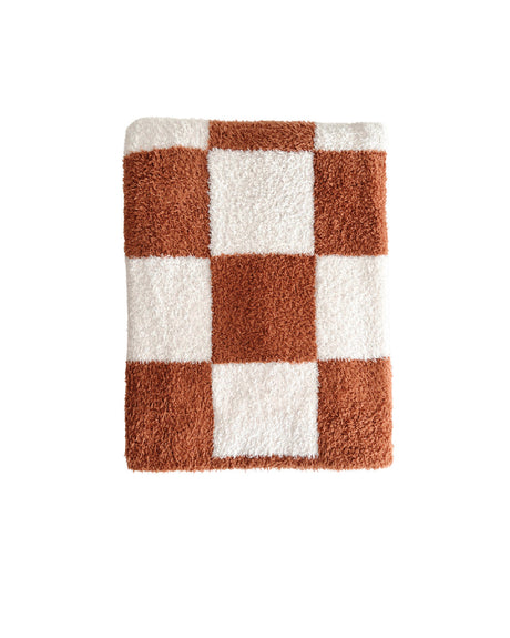 Checkered Plush Blanket | Copper - HoneyBug 