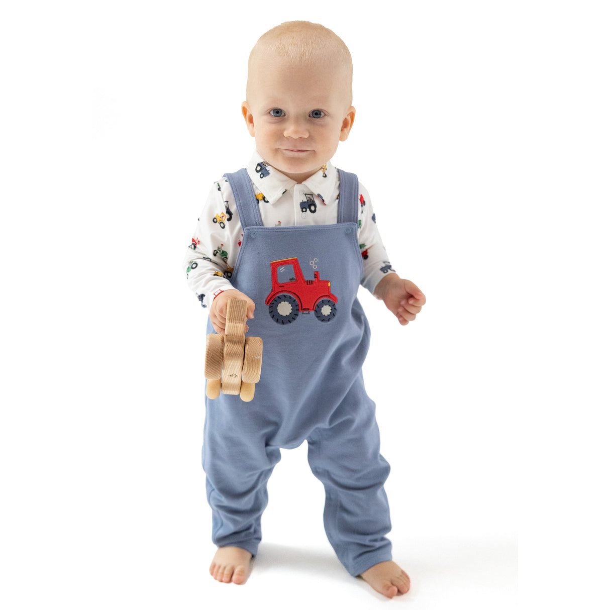 Tractor Henley with Overalls - Mini Tractors - HoneyBug 