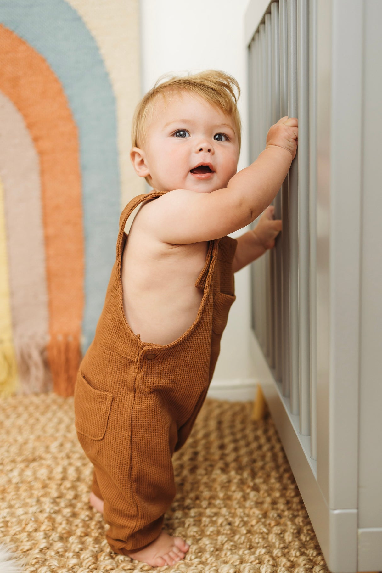 Waffle Overalls - Caramel - HoneyBug 