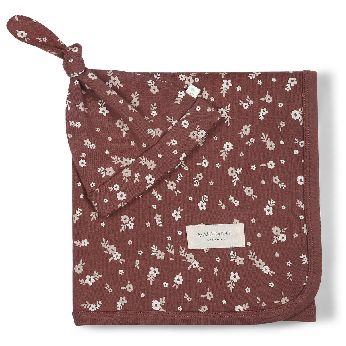 Organic Swaddle Blanket & Hat - Winter Bloom - HoneyBug 